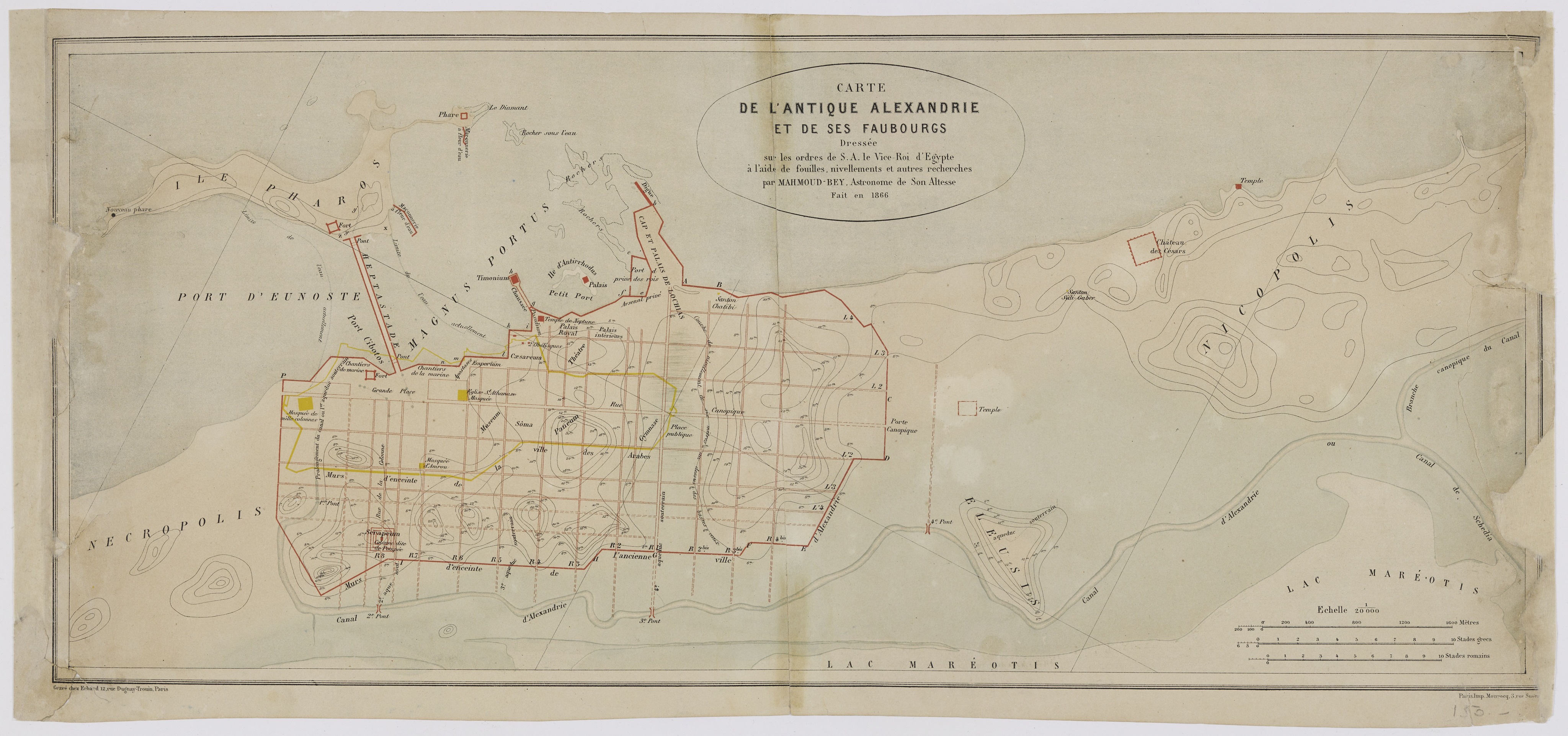 خريطة الإسكندرية القديمة وضواحيها — محمود باشا الفلكي (1866)